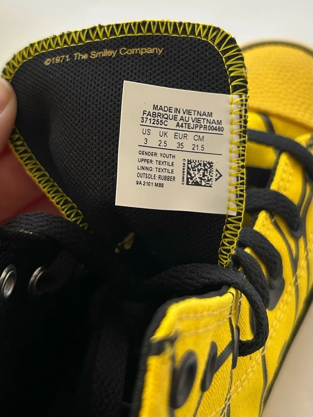 Converse x Chinatown Market CTAS Cyber Yellow Black High Top Smiley Sneaker Sz 3